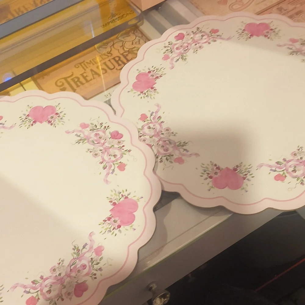 Floral Heart Corkboard Placemats Set Of 2